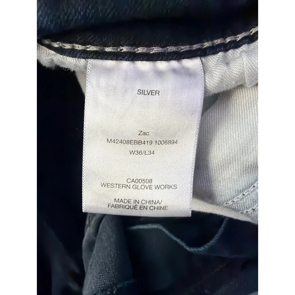Silver Jeans Zac Relaxed Straight Jeans Mens 36x34 Blue Dark Wash M42408EBB419